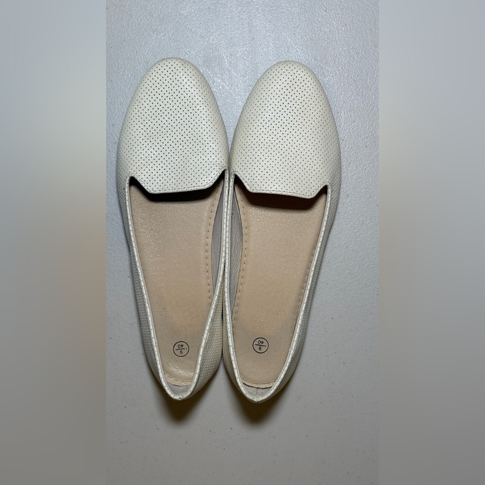 Elegant White Perforated Women's Flats